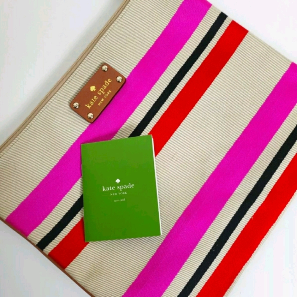 Kate Spade Oak Island Pink Stripe Clutch